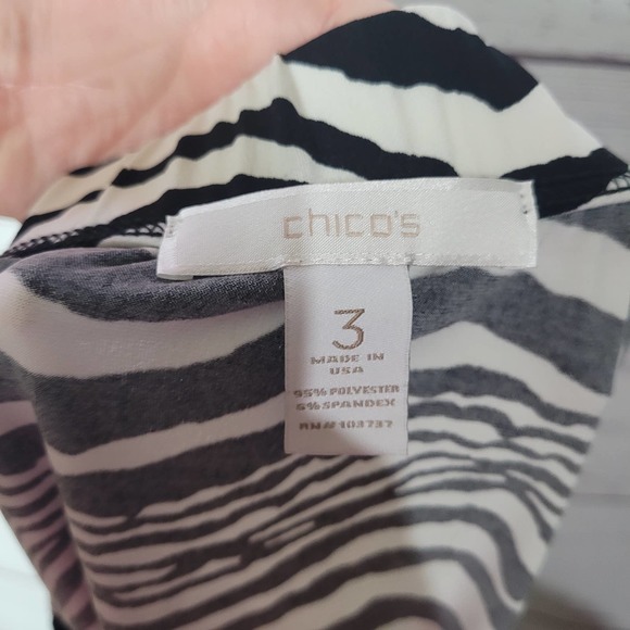 Chico's Black White Zebra Tribal Print Elastic Waist Straight Pencil Skirt Sz 3 - Picture 4 of 4